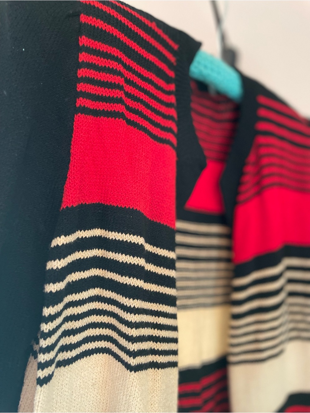 St. John I Magnin Vintage Red, Black & Cream Striped Knit Blazer Size 8